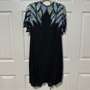 Scala VTG 100% Silk Beaded Sequin Cocktail Party Dress Size XL Dancing Queen